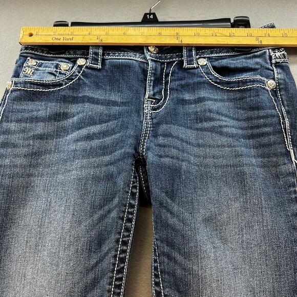 Miss Me Jeans Women's 27 (4) Blue Signature Boot Flower Sequin Pockets Blingy - Picture 11 of 15